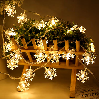 Snowflake LED Hanging Lights - Christmas Garland Decor for Trees, Homes & More