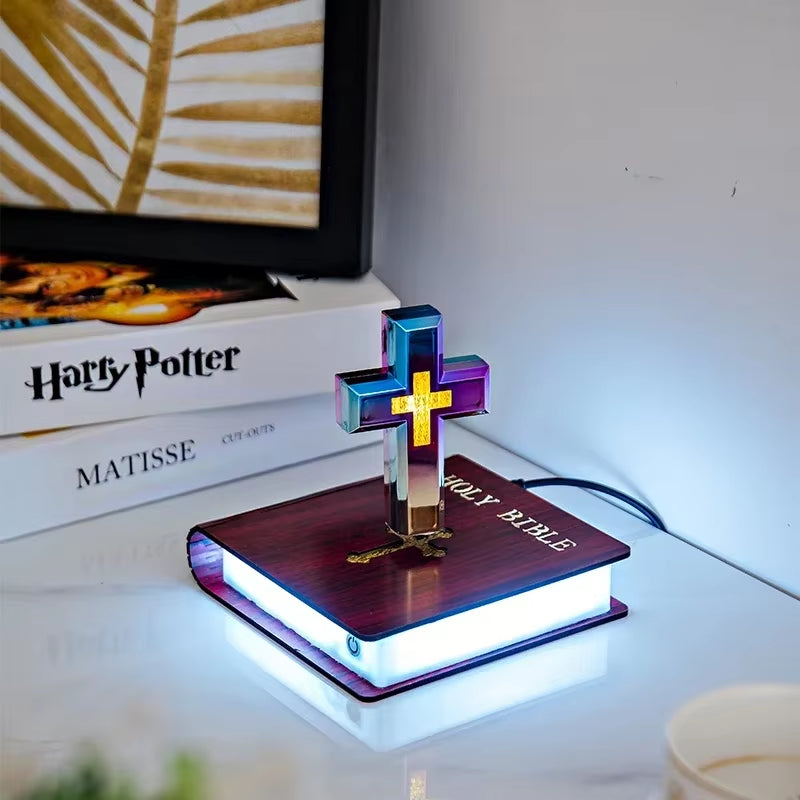 Magnetic Levitation Starry Sky Cross Ornament – Anti-Gravity Luxury LED Decor Gift