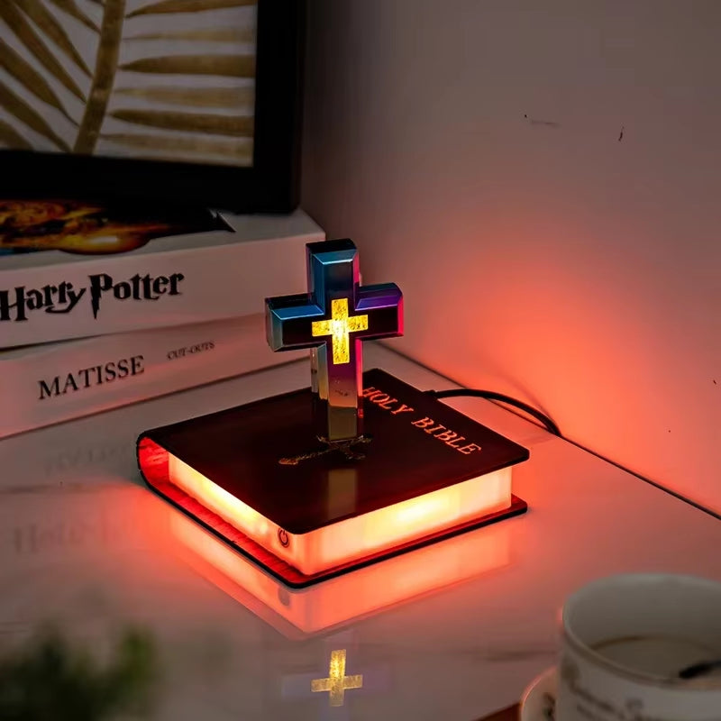 Magnetic Levitation Starry Sky Cross Ornament – Anti-Gravity Luxury LED Decor Gift