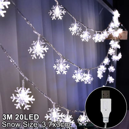 Snowflake LED Hanging Lights - Christmas Garland Decor for Trees, Homes & More