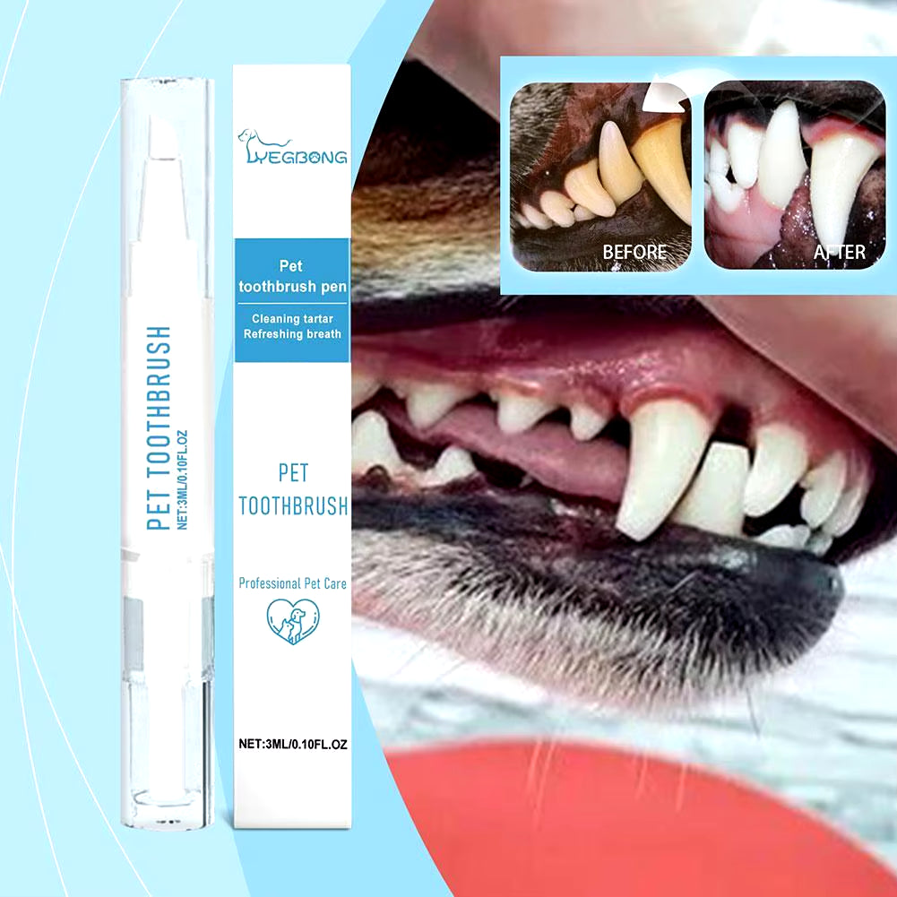 Pet Dental Care Toothbrush Pen Set | Dog Tartar Remover & Bad Breath Eliminator for Healthy Teeth