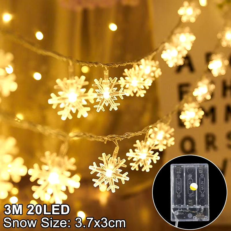 Snowflake LED Hanging Lights - Christmas Garland Decor for Trees, Homes & More