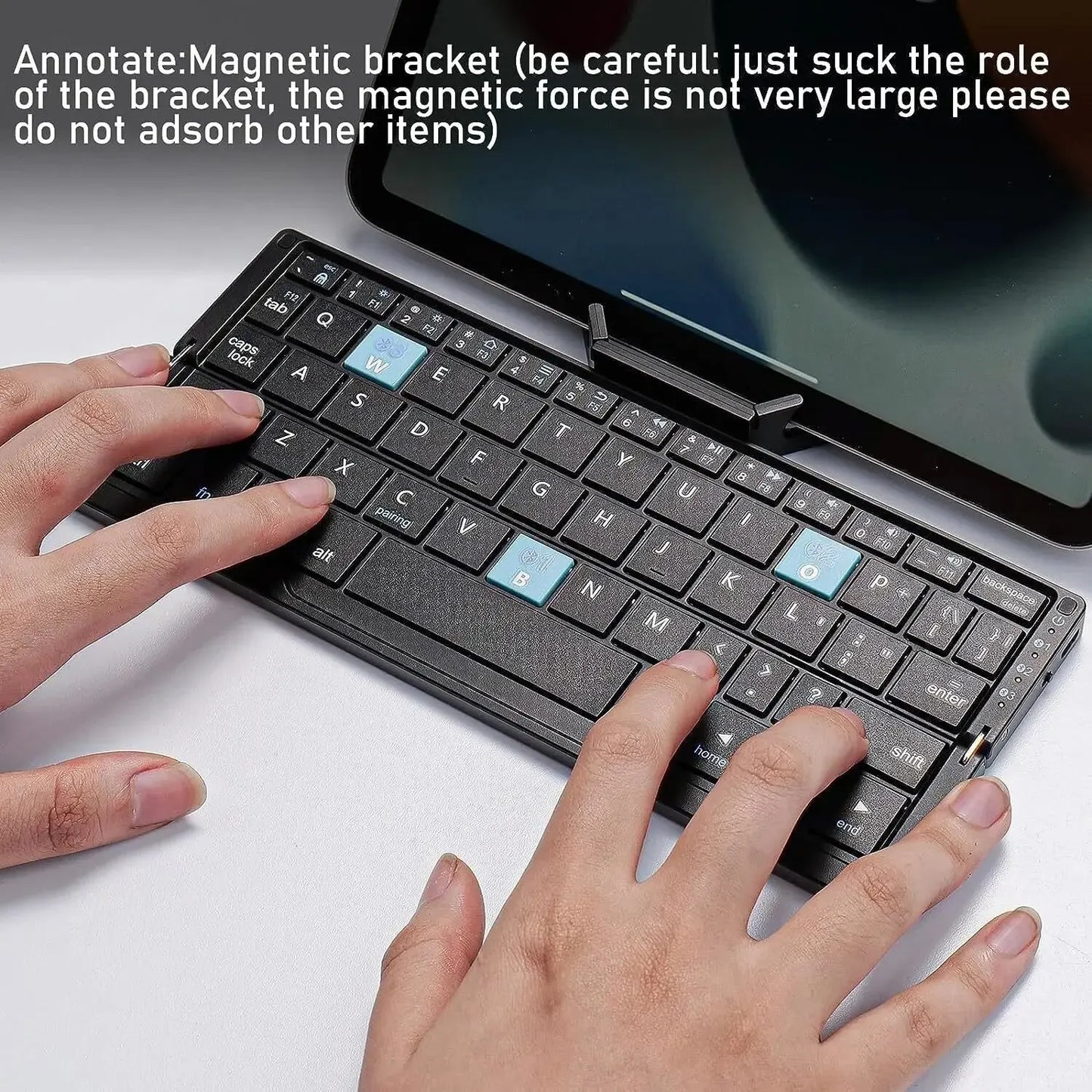 Ultra Mini Foldable Bluetooth Keyboard with Magnetic Stand & Aluminum Alloy Design