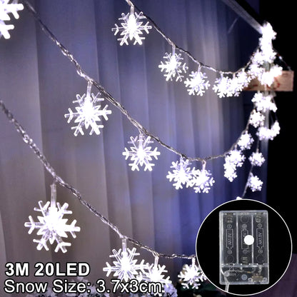 Snowflake LED Hanging Lights - Christmas Garland Decor for Trees, Homes & More