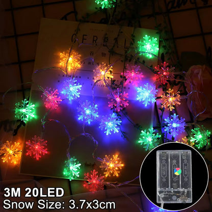 Snowflake LED Hanging Lights - Christmas Garland Decor for Trees, Homes & More