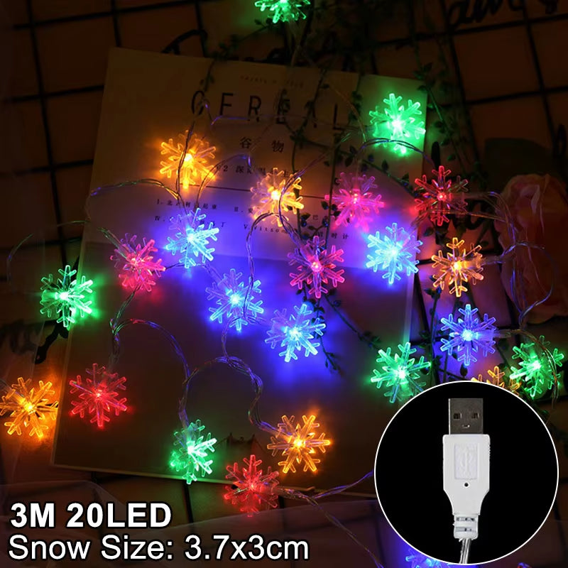 Snowflake LED Hanging Lights - Christmas Garland Decor for Trees, Homes & More