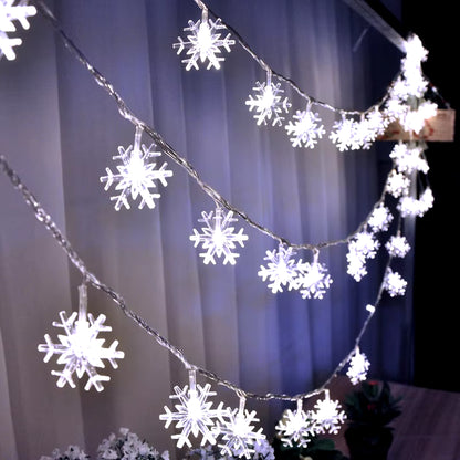 Snowflake LED Hanging Lights - Christmas Garland Decor for Trees, Homes & More